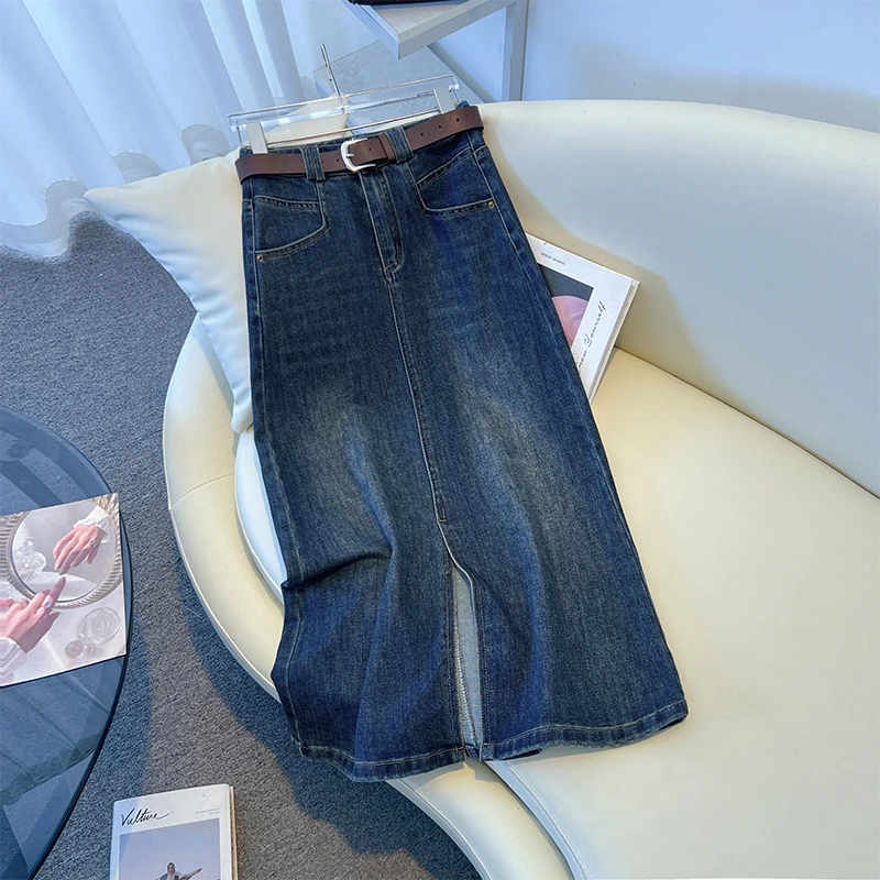 时尚高腰开叉中长款半身裙女2025韩版新款小个子显瘦包臀裙一步裙