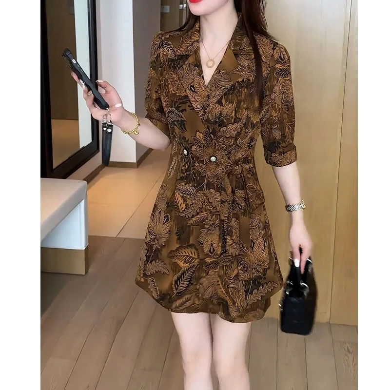 时尚洋气国风印花两件套女2025夏季新款百搭显瘦减龄短裤套装女