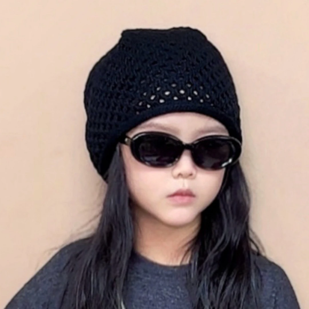 有有家·男女童高品质韩系百搭休闲潮酷洋气镂空堆堆针织套头冷帽