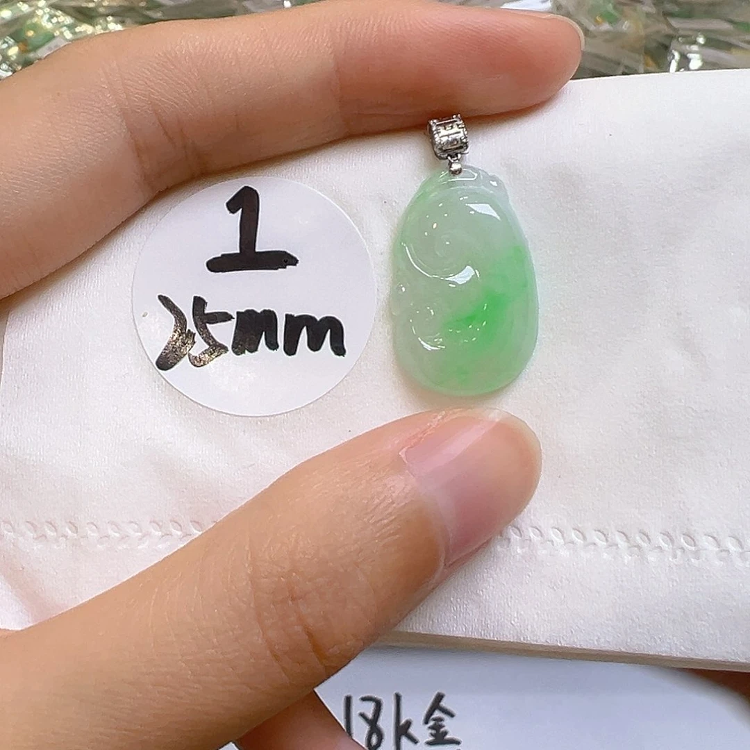翡翠18K金镶嵌吊坠(不含链)翡翠