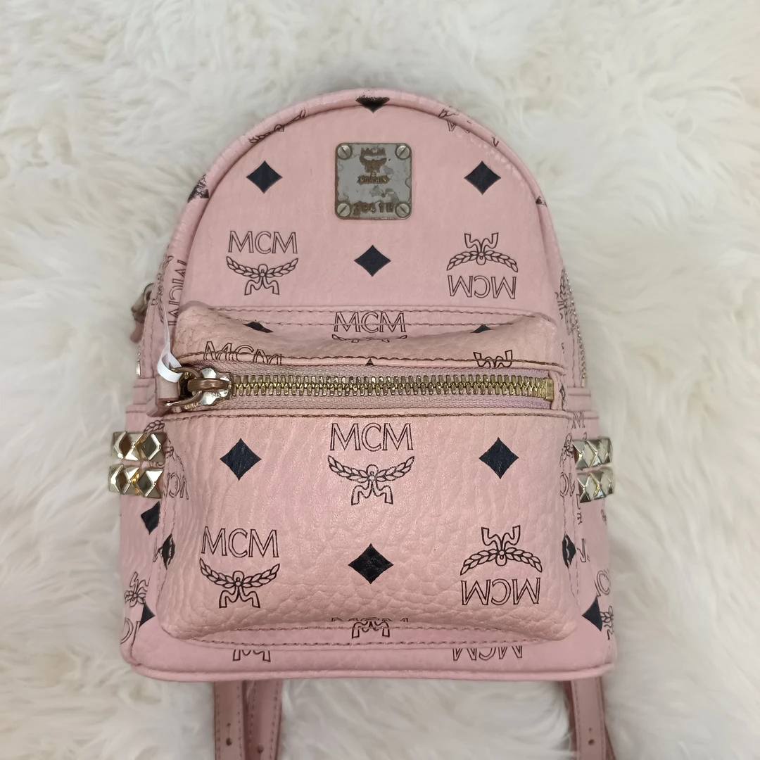 95新 MCM 冰冰中古/MCM/双肩包粉色