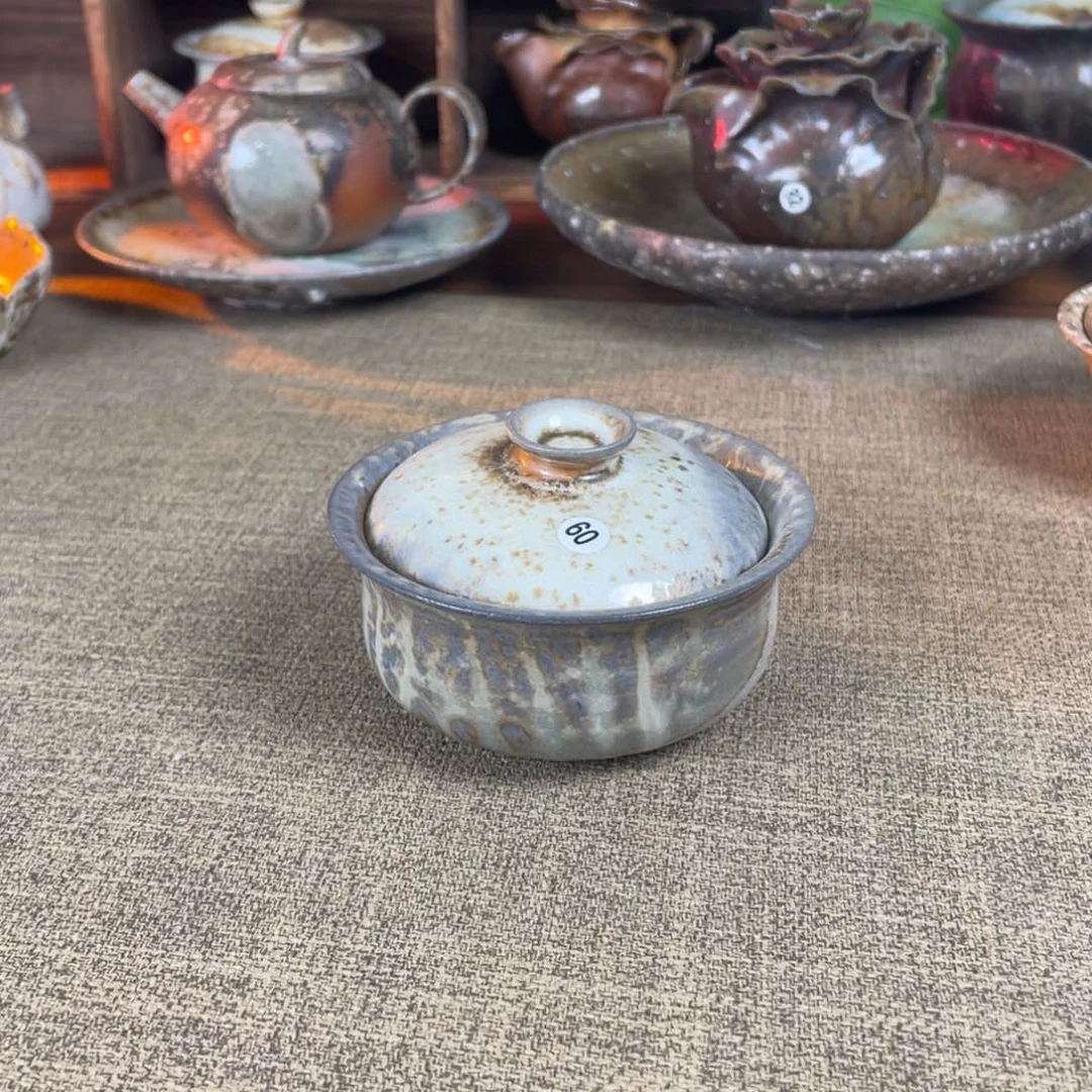 60。     盖碗。       柴烧