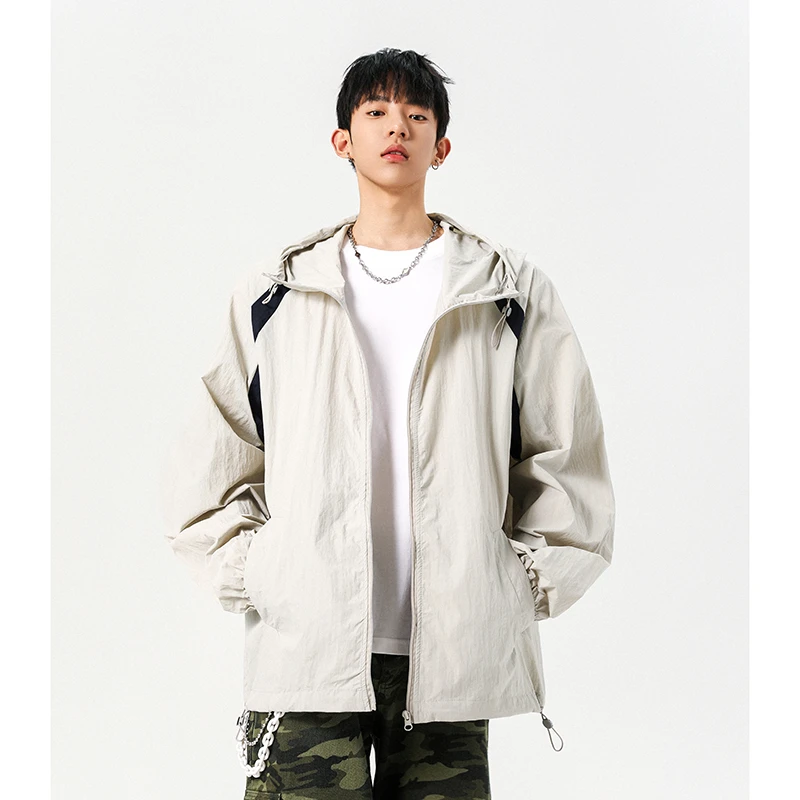 KONITIHA 夏季UPF50+美式拼接情侣防晒衣连帽百搭休闲薄款潮32077