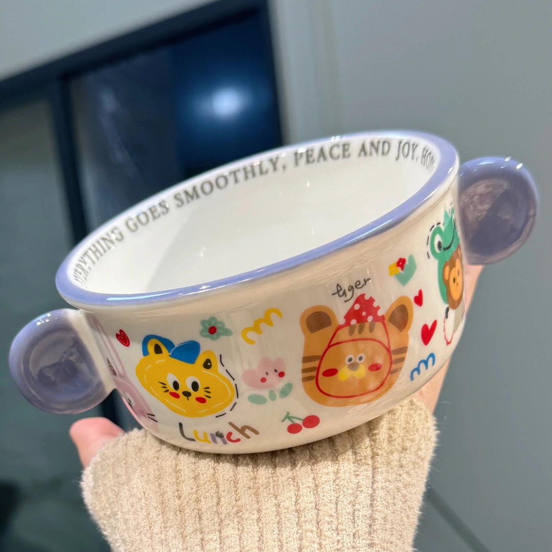 【圆和圈】出口尾单 涂鸦双耳碗 米饭碗 沙拉焗饭碗陶瓷餐具