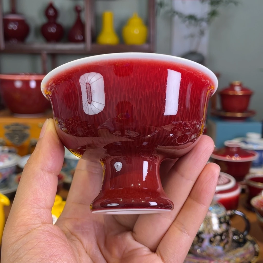 清欢雅玩原矿郎红高脚杯