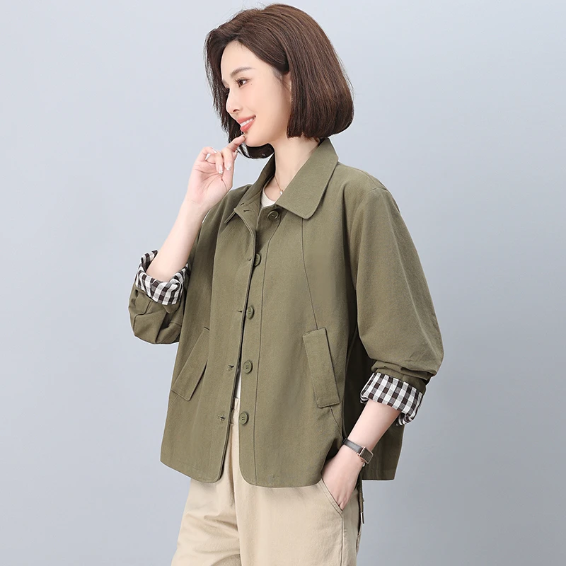 休闲短外套女春秋2025新款妈妈宽松休闲二八月百搭超好看夹克上衣