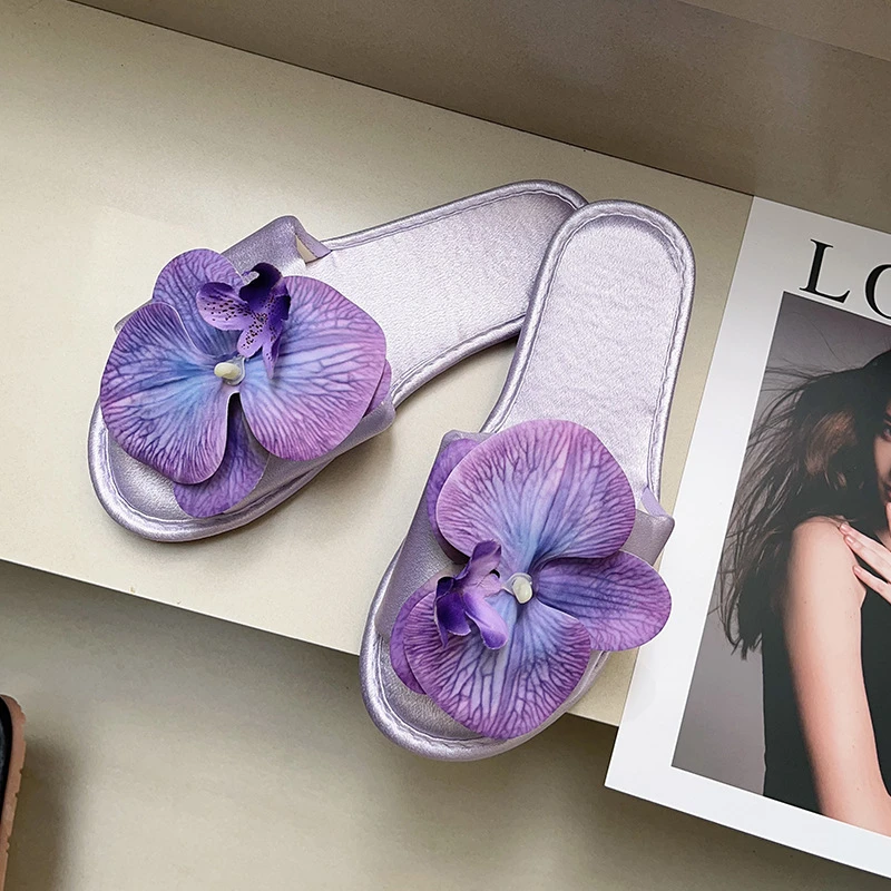 芭比蝴蝶兰花朵拖鞋女时尚百搭外穿防滑平底一字拖居家软底拖鞋