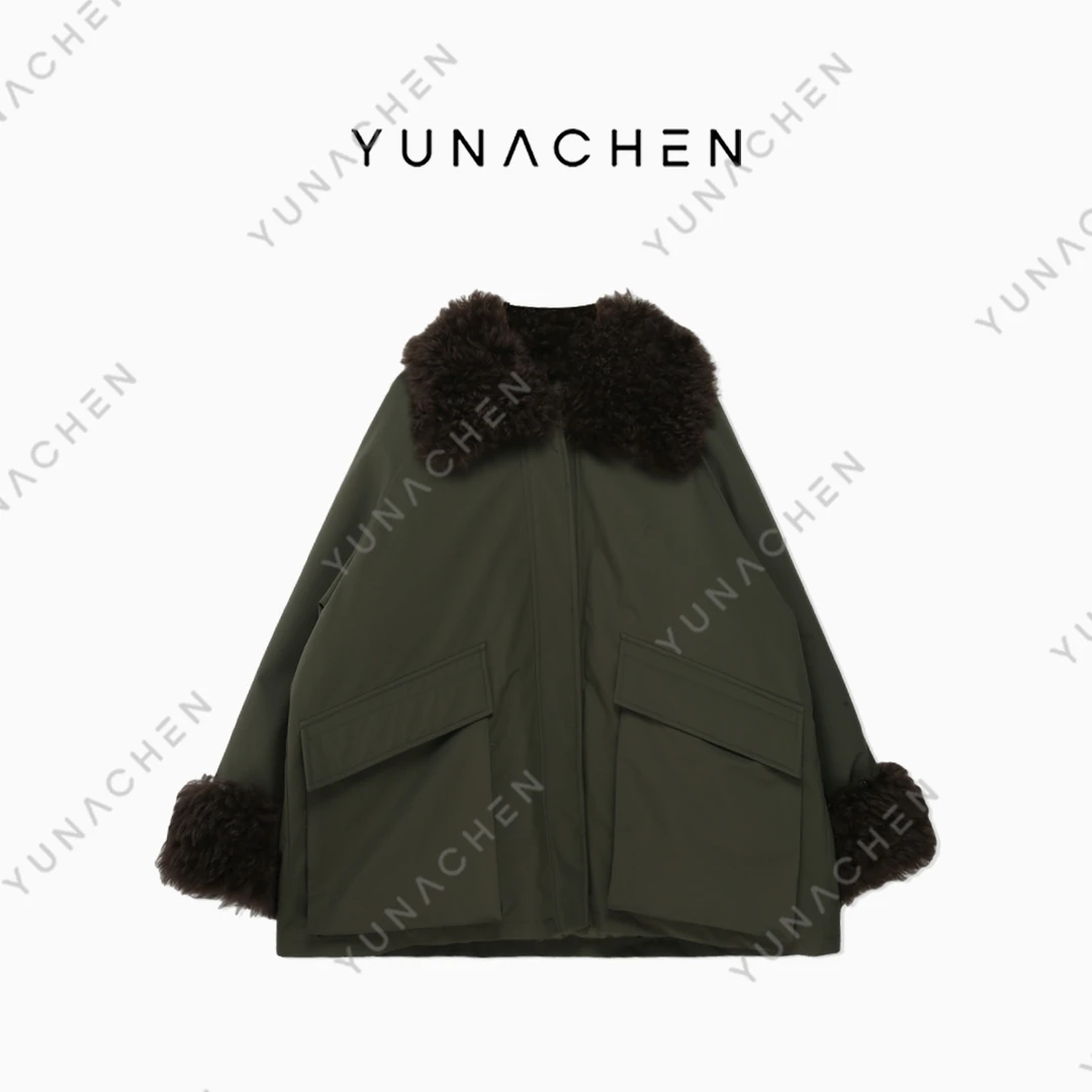 菠萝宝宝yuna【军大衣】ZL28 毛毛可拆卸中长款派克羽绒服707-66708