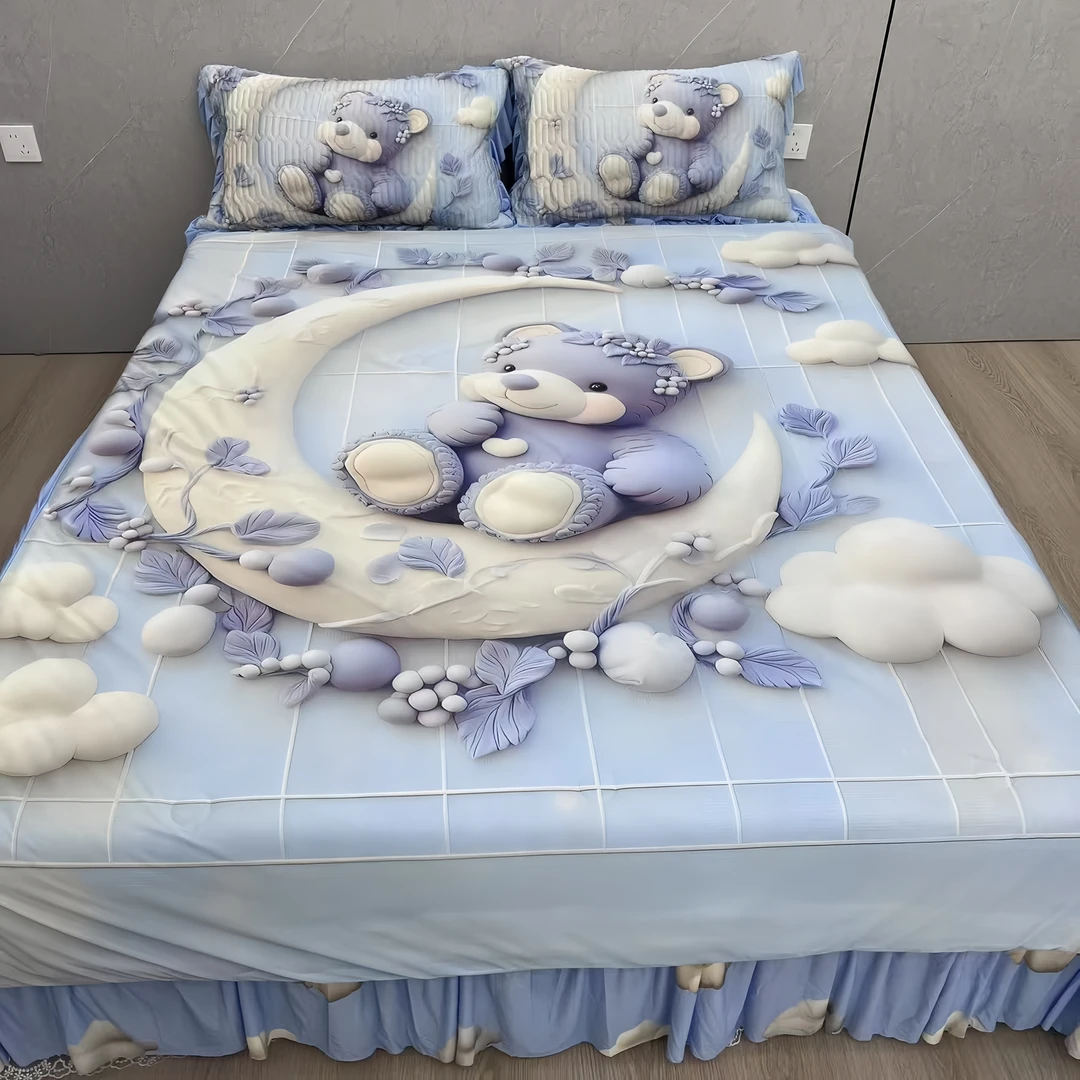 夏天5D印花空调被床盖四件套家用床上用品夏凉被薄被子可机洗夏被