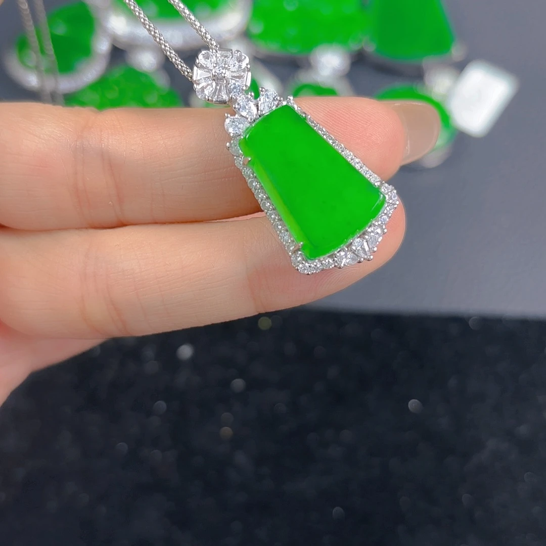 翡翠银S925镶嵌吊坠(不含链)