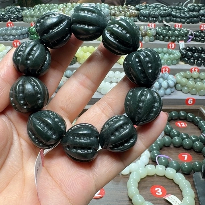 未镶嵌手链和田玉新疆黑青核桃卡22