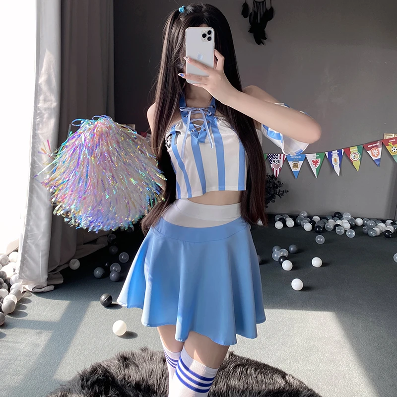 林林婷分体性感蓝色足球宝贝学生装趣味辣妹制服诱惑显瘦少女衣橱