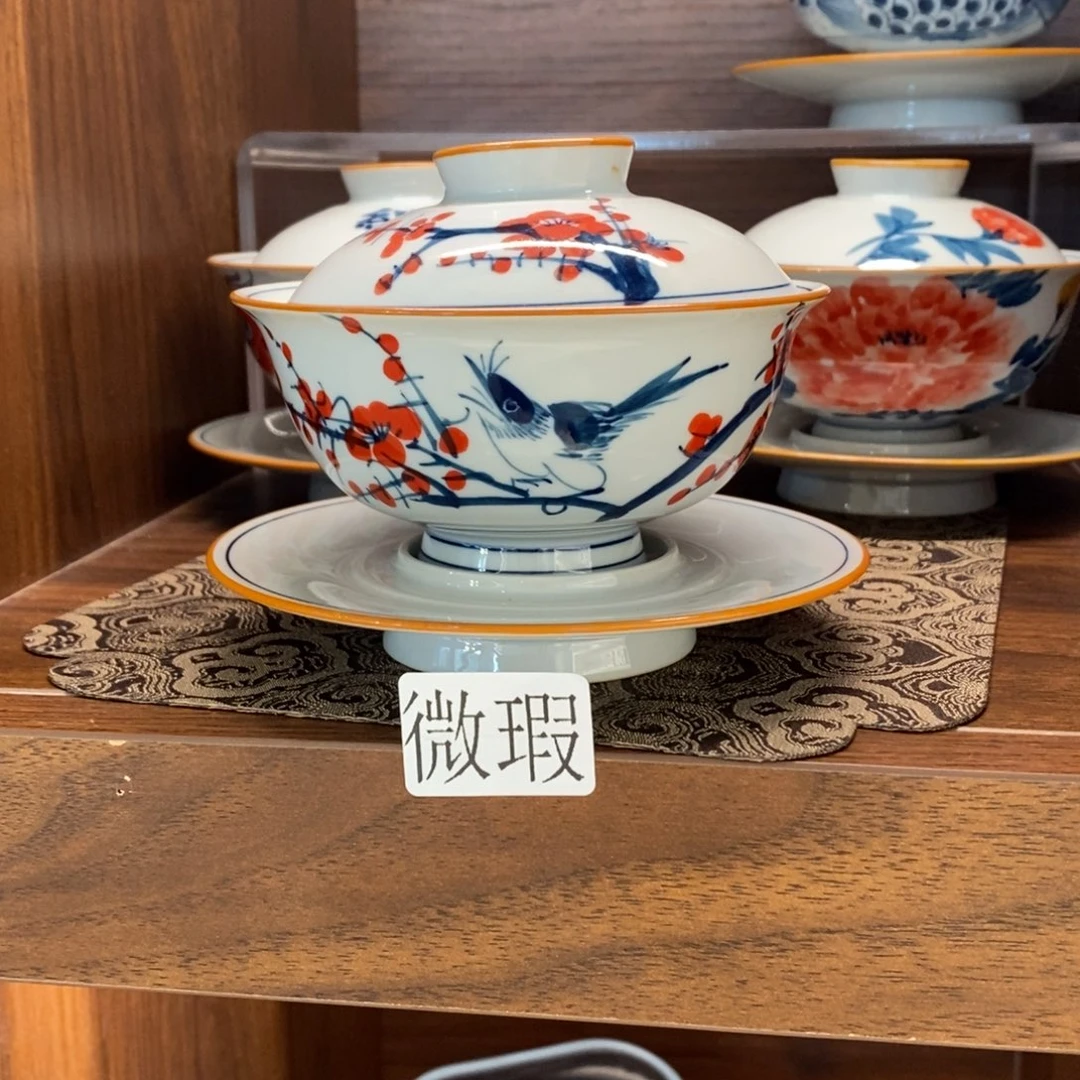 釉下彩老陶泥手工绘制