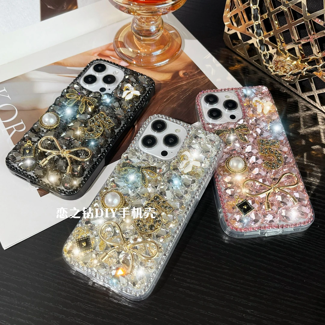 适用苹果16/华为/oppo/vivo珍珠小香风手机壳奢华满钻高级感网红