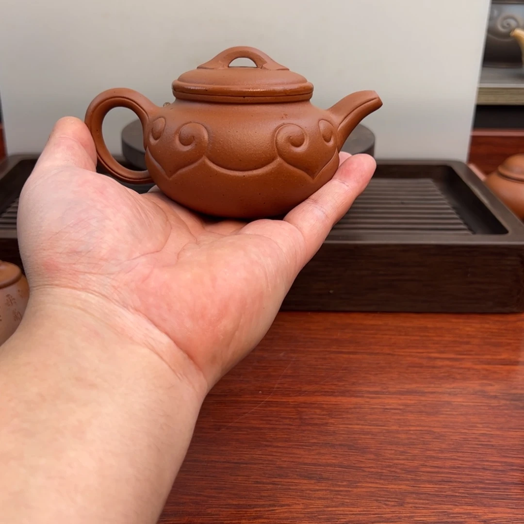 茶壶紫砂仿古如意：200cc 老红泥