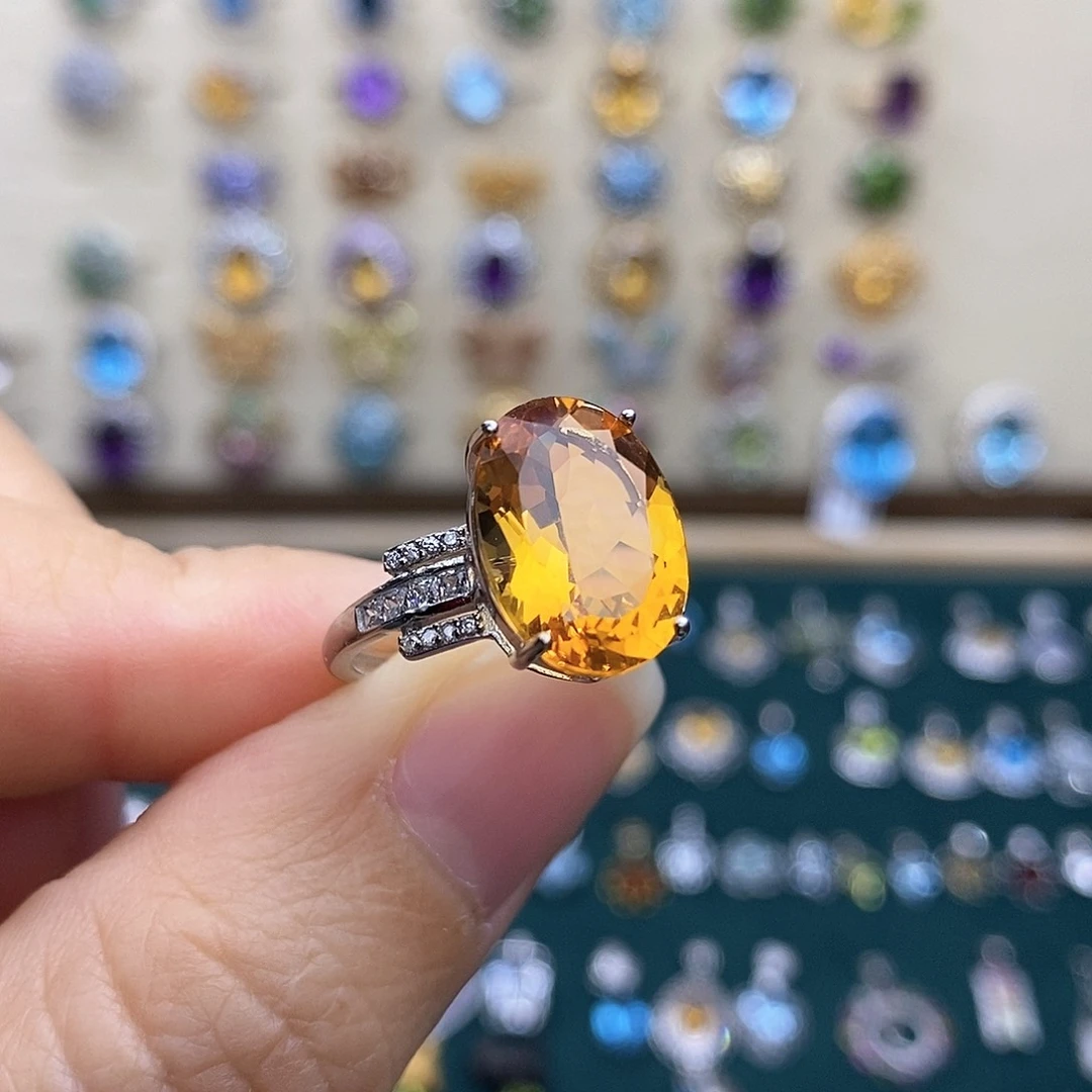 银S925镶嵌戒指黄晶一物一证