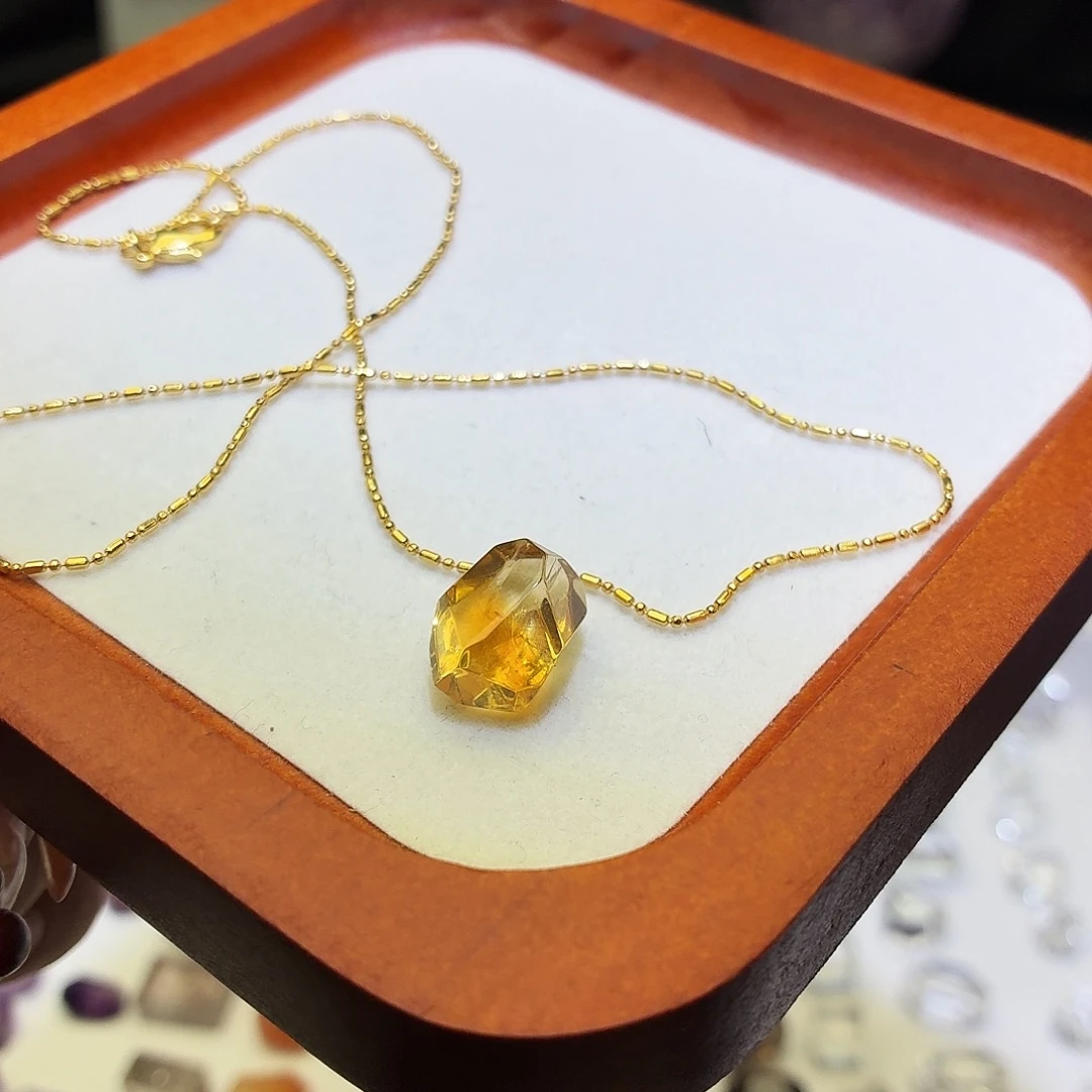 水晶未镶嵌吊坠(不含链)浓郁橙黄水