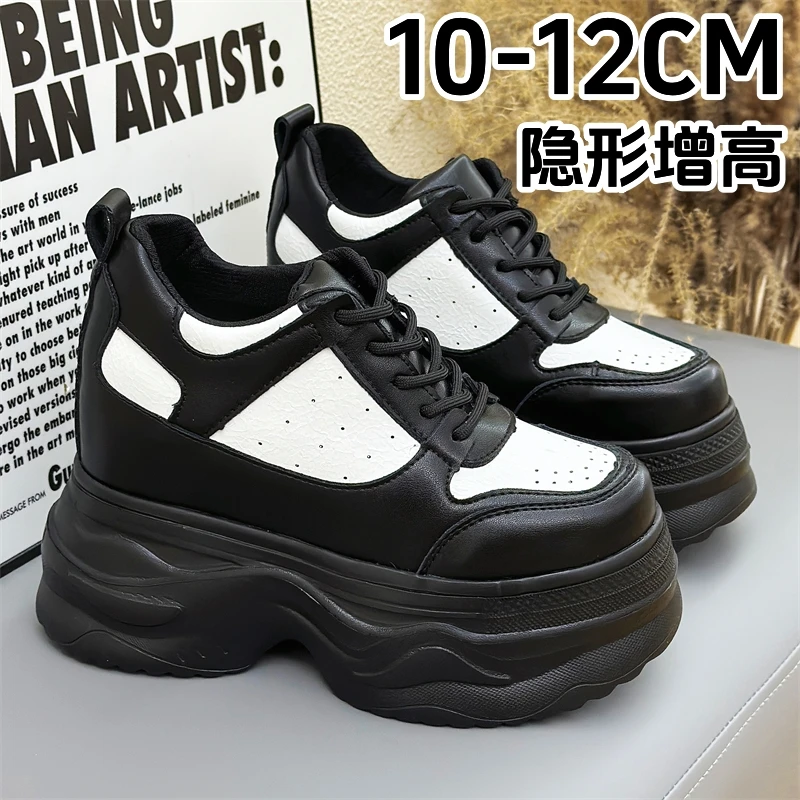 春季新款12cm增高老爹鞋厚底轻便不累脚小个子10cm百搭厚底小白鞋