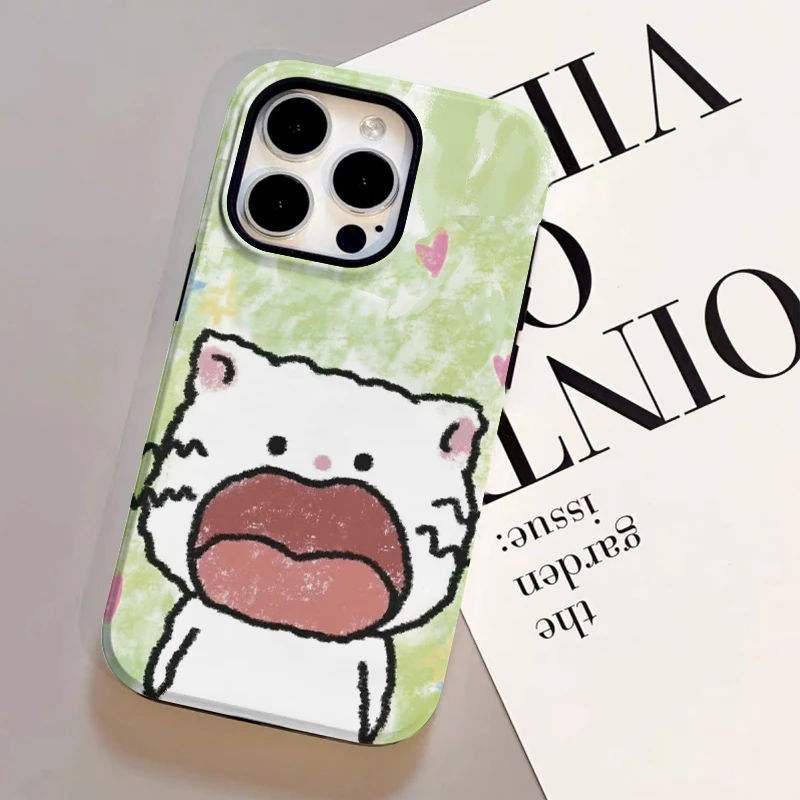 涂鸦猫咪iphone15手机壳oppo苹果16promax小米14华为vivo适用少女
