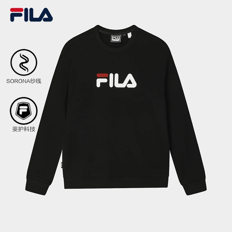 FILA斐乐复古港风经典大标圆领卫衣套头高档男女休闲宽松长袖上衣