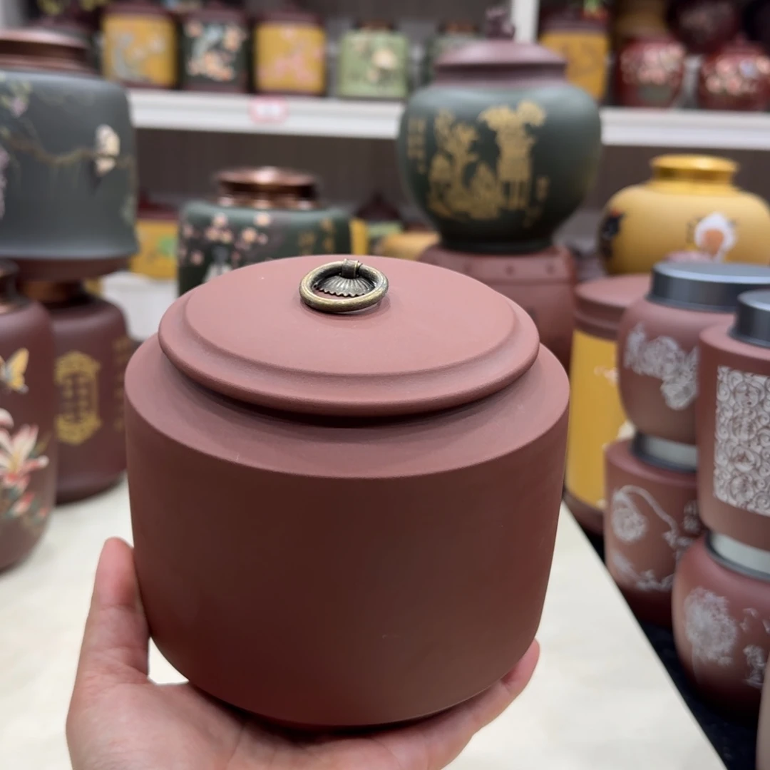 茶叶罐紫砂红五月光素