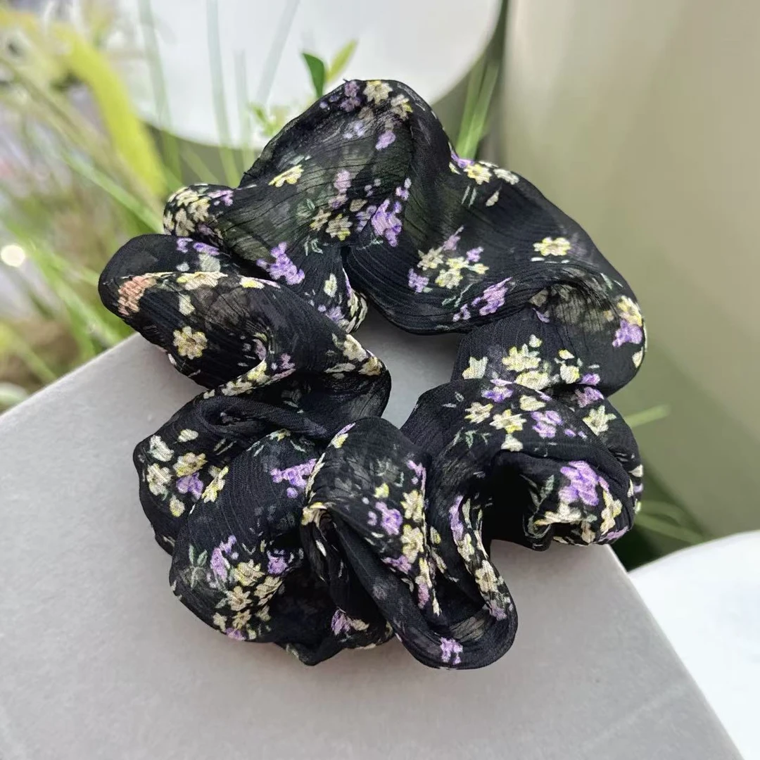 新款韩系小清新黑色碎花发圈1994