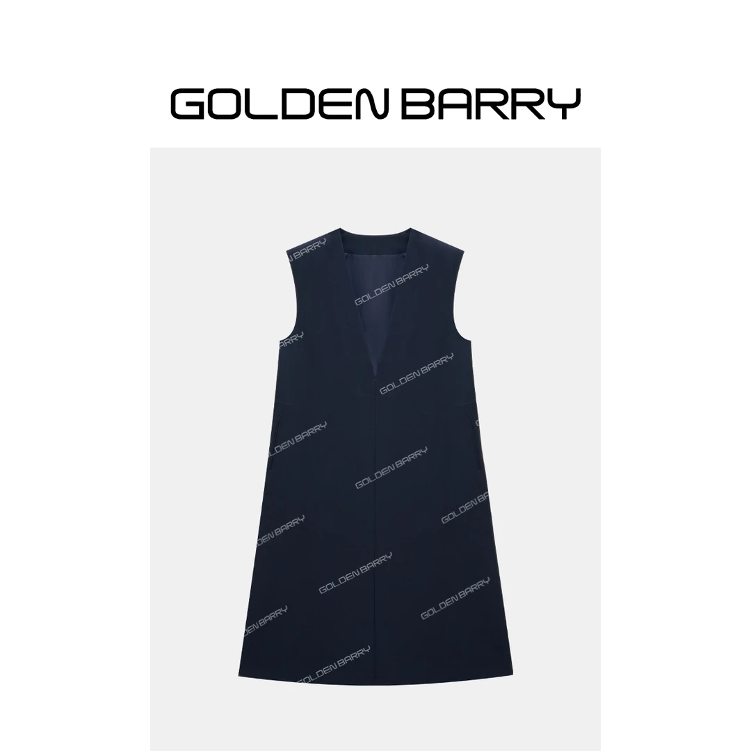 GOLDENBARRY|301275深V领极简长裙