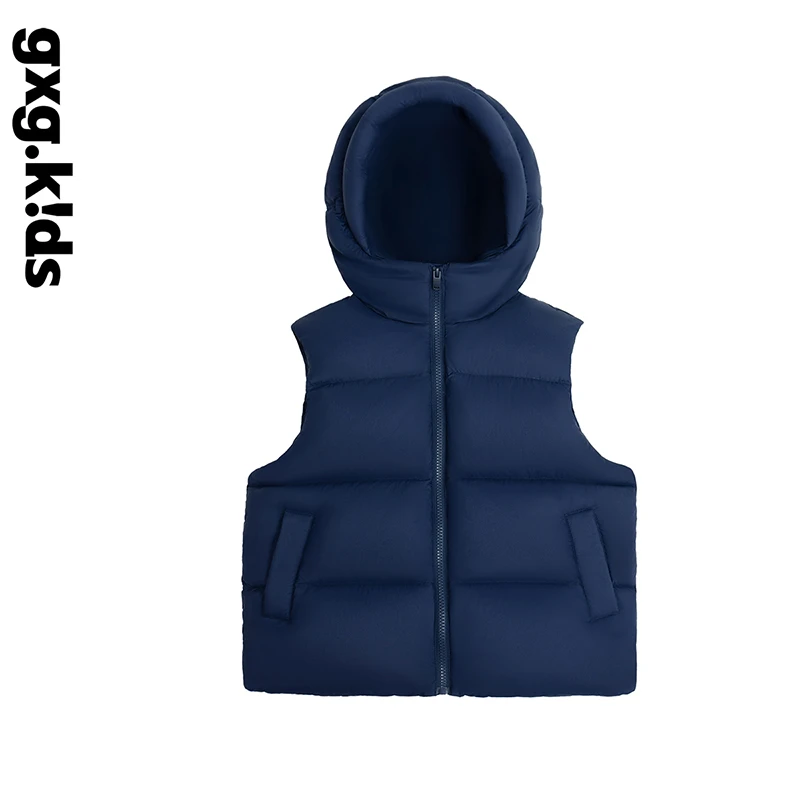 gxgkids男女童装25新保暖防风连帽外套纯色马甲QYYRBX001