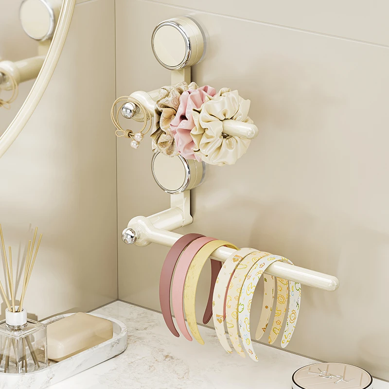 吸盘发圈发箍发绳收纳架旋转卫生间壁挂发饰皮筋发夹手串头绳挂杆