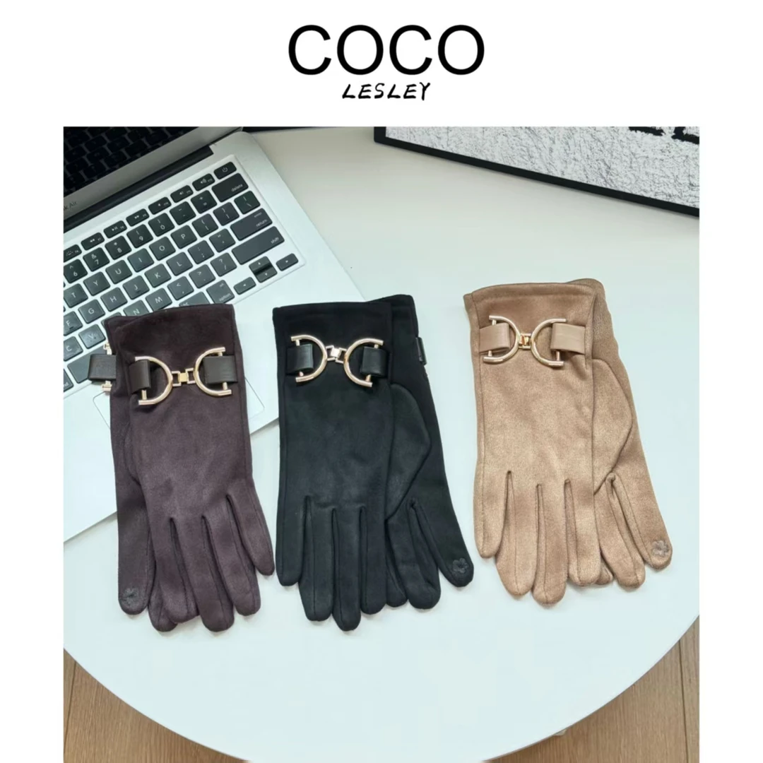 【COCO LESLEY】【DD字母】ST7013 X麂皮绒 时尚冬季保暖可触屏手套B