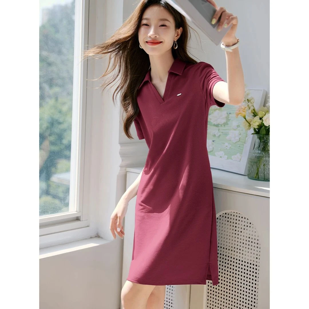 8025 休闲风POLO领简约百搭连衣裙夏季新款连衣裙