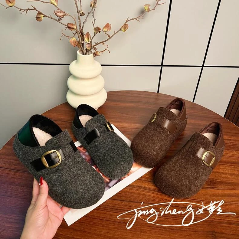 【高品质】5厘米冬季新款时尚百搭学生女士厚底加绒保暖棉鞋勃肯鞋