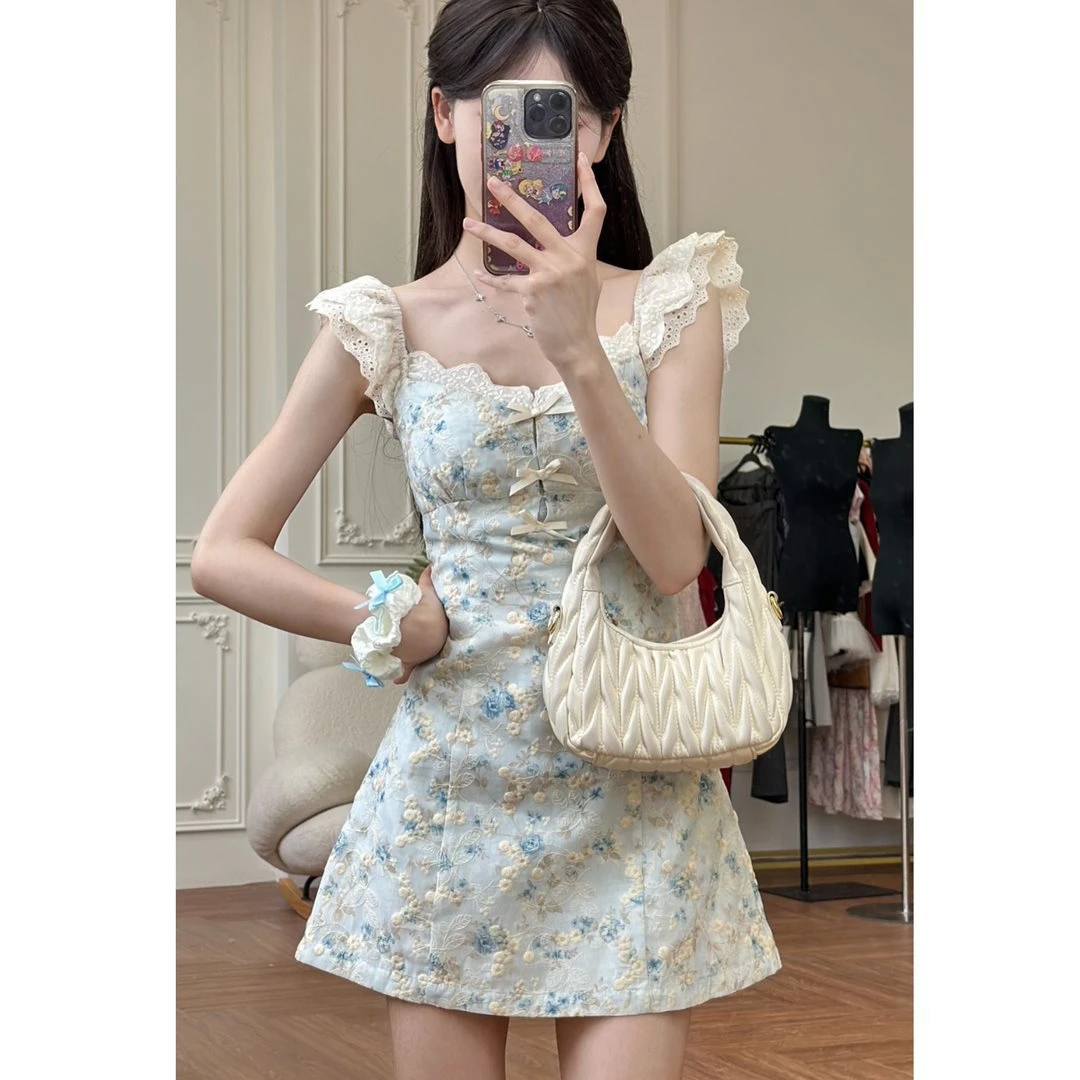 气质显瘦法式碎花洋气女装女装网红洋气炸街女装裙子小个子收腰
