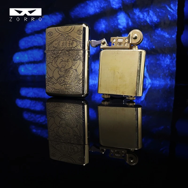 ZORRO佐罗790黄铜顺财神超薄夏天煤油打火机送男友礼物
