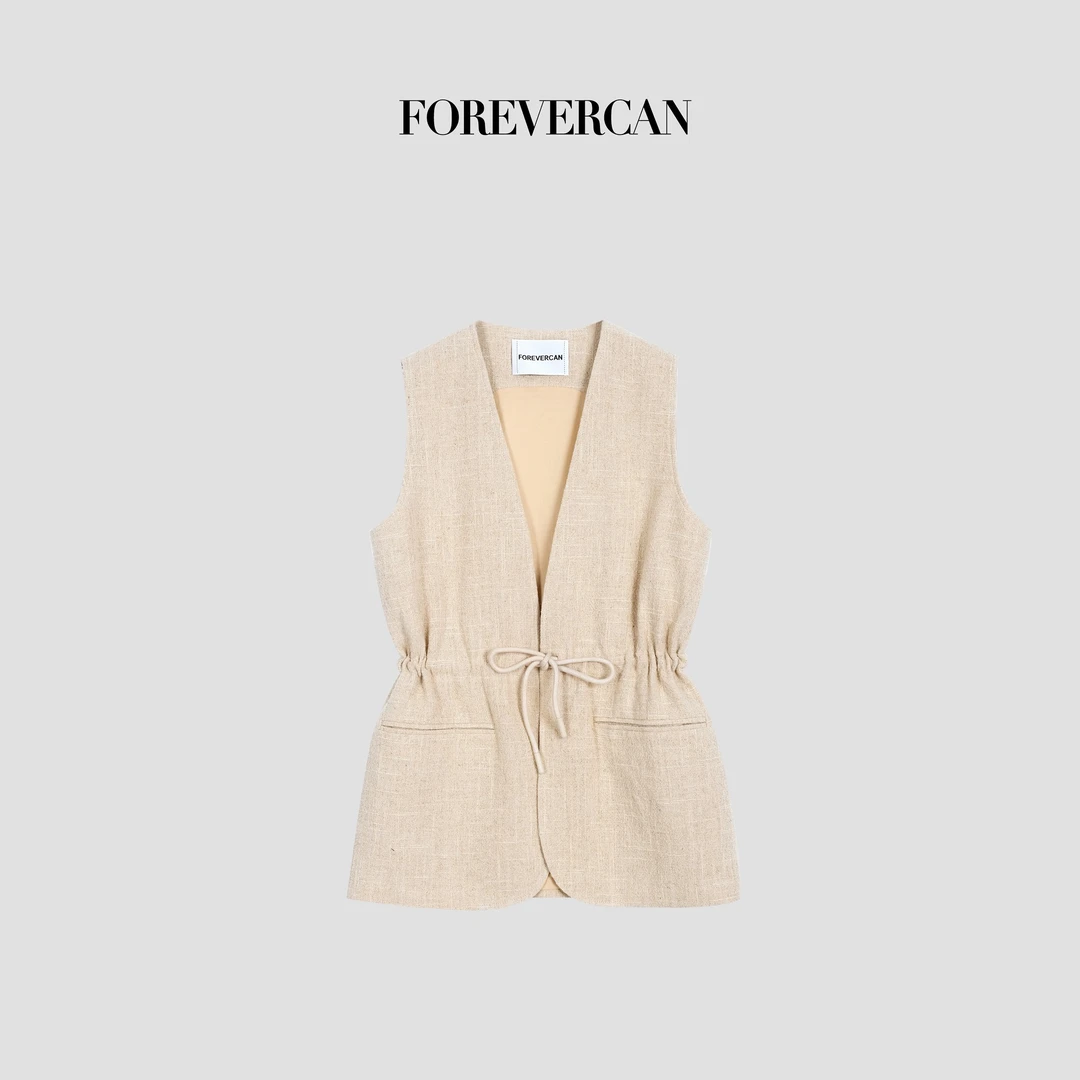 FOREVERCAN“卢塞恩”雅奢大女主法国雨露麻收腰马甲外套 SC23072