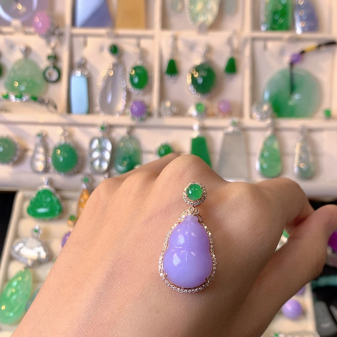 翡翠18K金镶嵌吊坠(不含链)