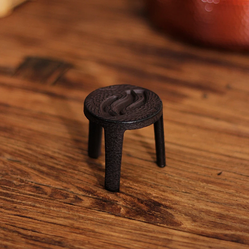 铸铁三足盖置盖托实心手工防尘茶具茶道用品围炉煮茶全手工配件