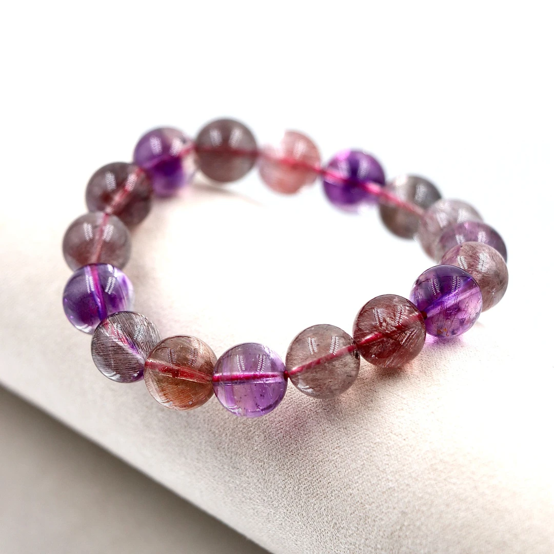 高阶老矿天然巴西丝状体超七水晶手串A5868-尺寸可选多样性发一