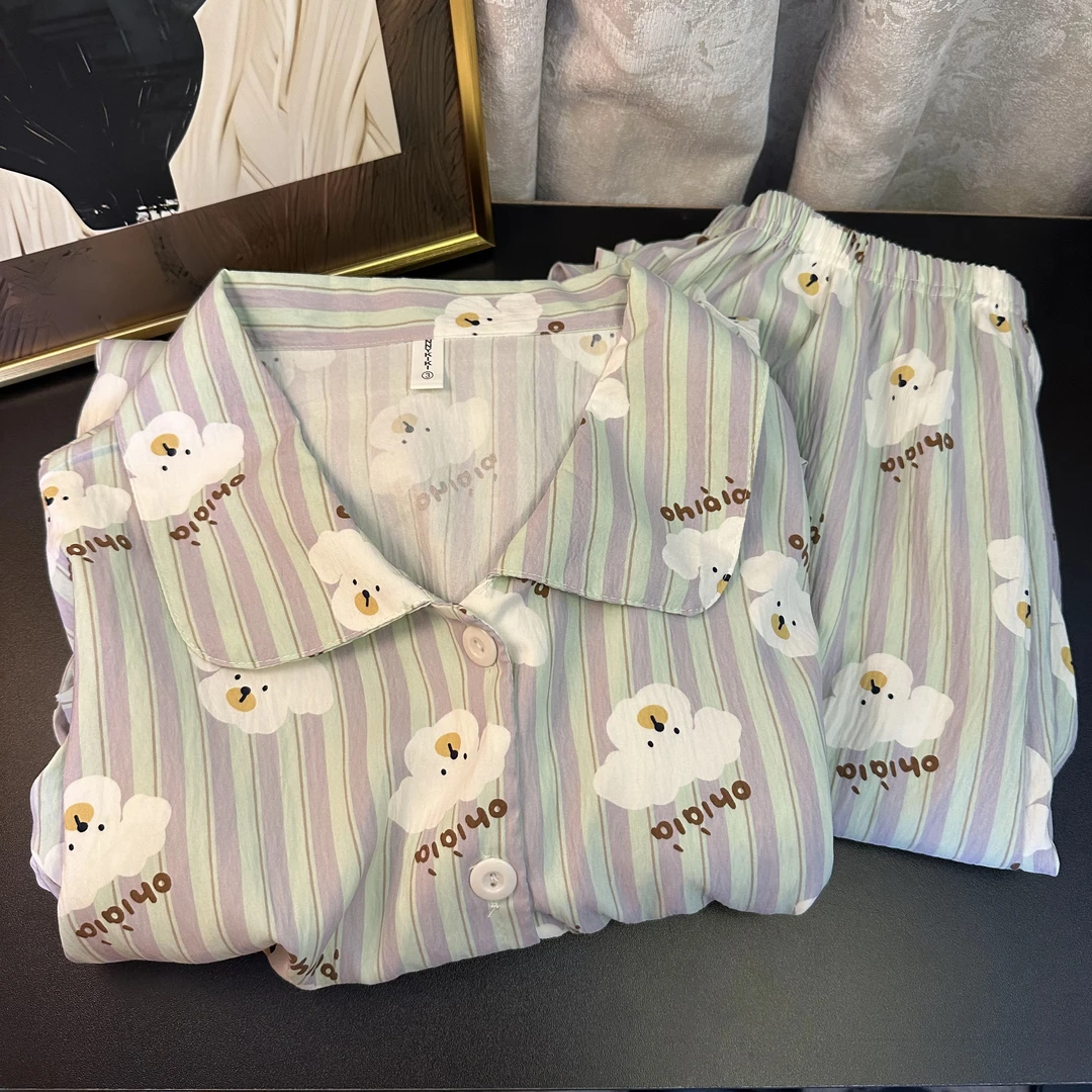 【香芋熊】云朵棉睡衣女款春秋长袖长裤套装日系卡通休闲家居服套装