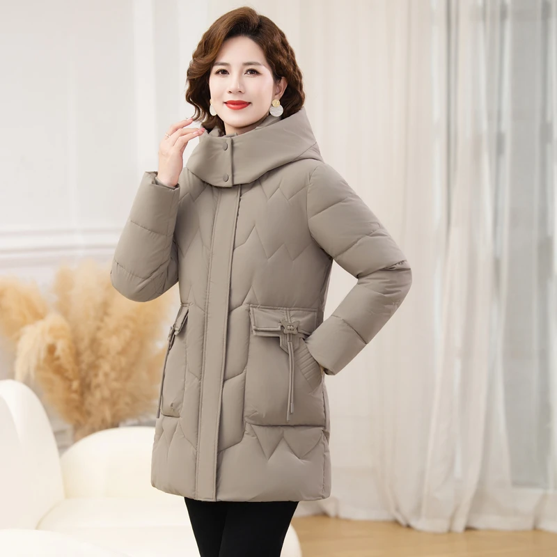 妈妈冬装加肥加大码棉服中长款中老年厚款棉衣女外套中年棉袄