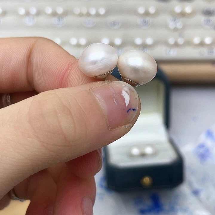 淡水珍珠耳饰银S925镶嵌焦****士