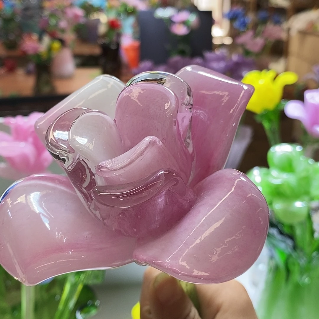 琉璃玫瑰花1支纯手工