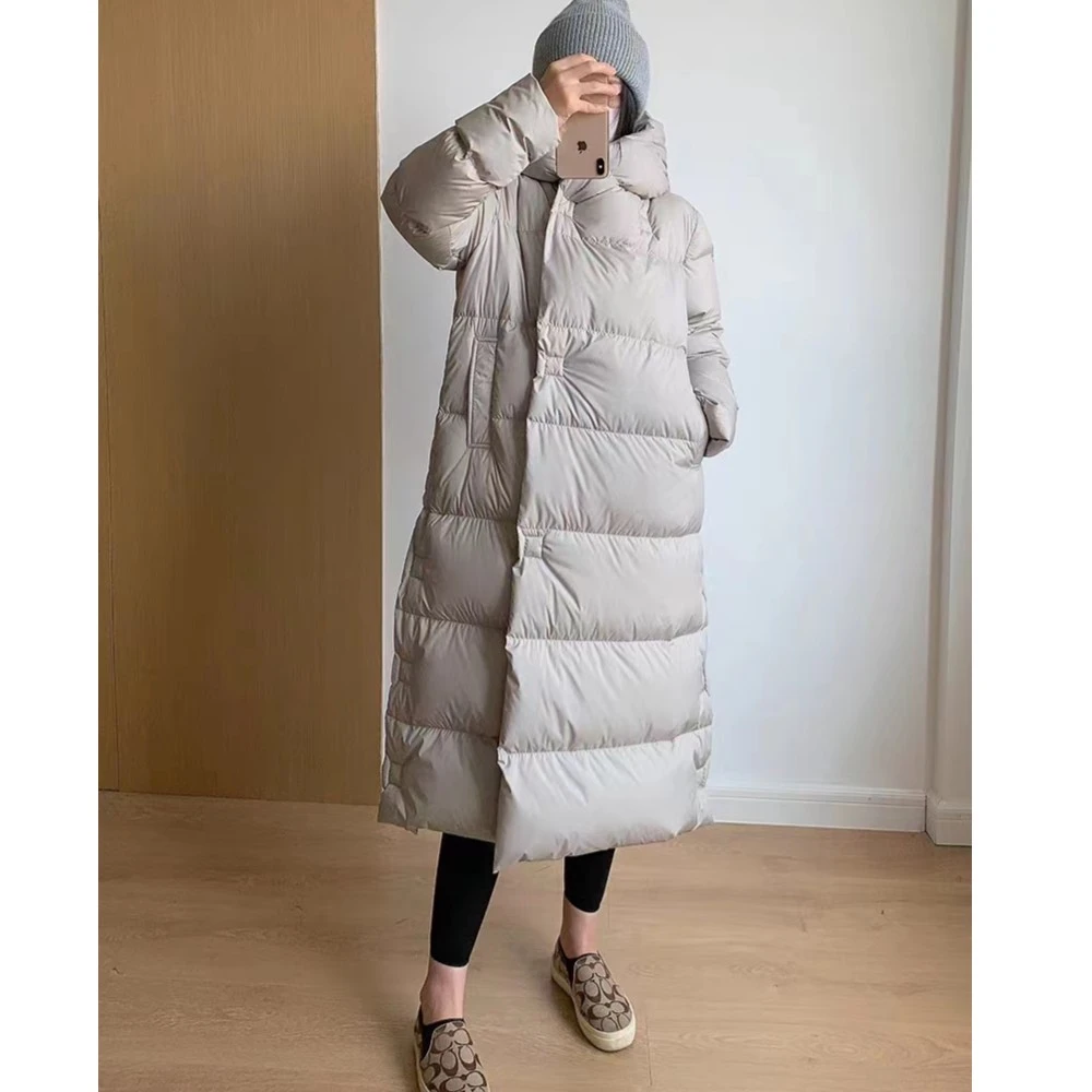 云朵定制 韩版设计款连帽长款羽绒服外套 保暖GH28