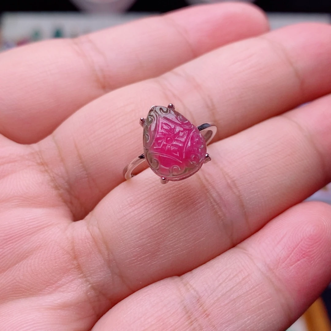 碧玺戒指银S925镶嵌