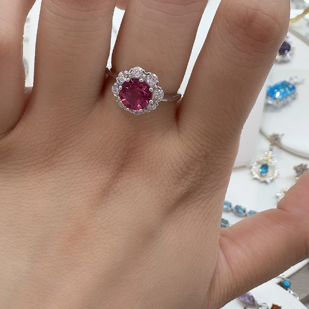 托帕石戒指银S925镶嵌-100