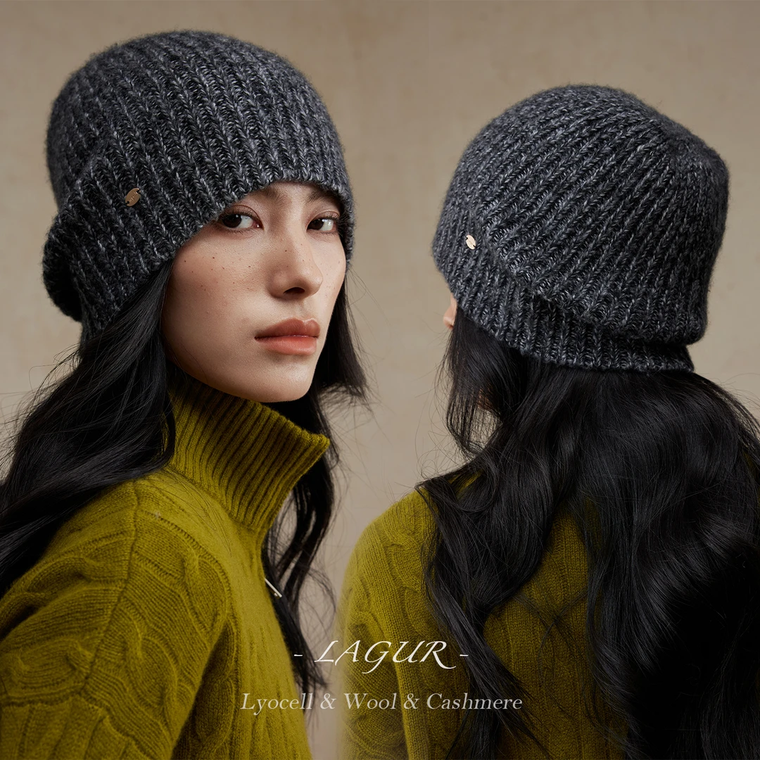 Lagur强推针织冷帽(男女同款莱赛尔羊绒)加厚松弛感保暖堆堆帽冬