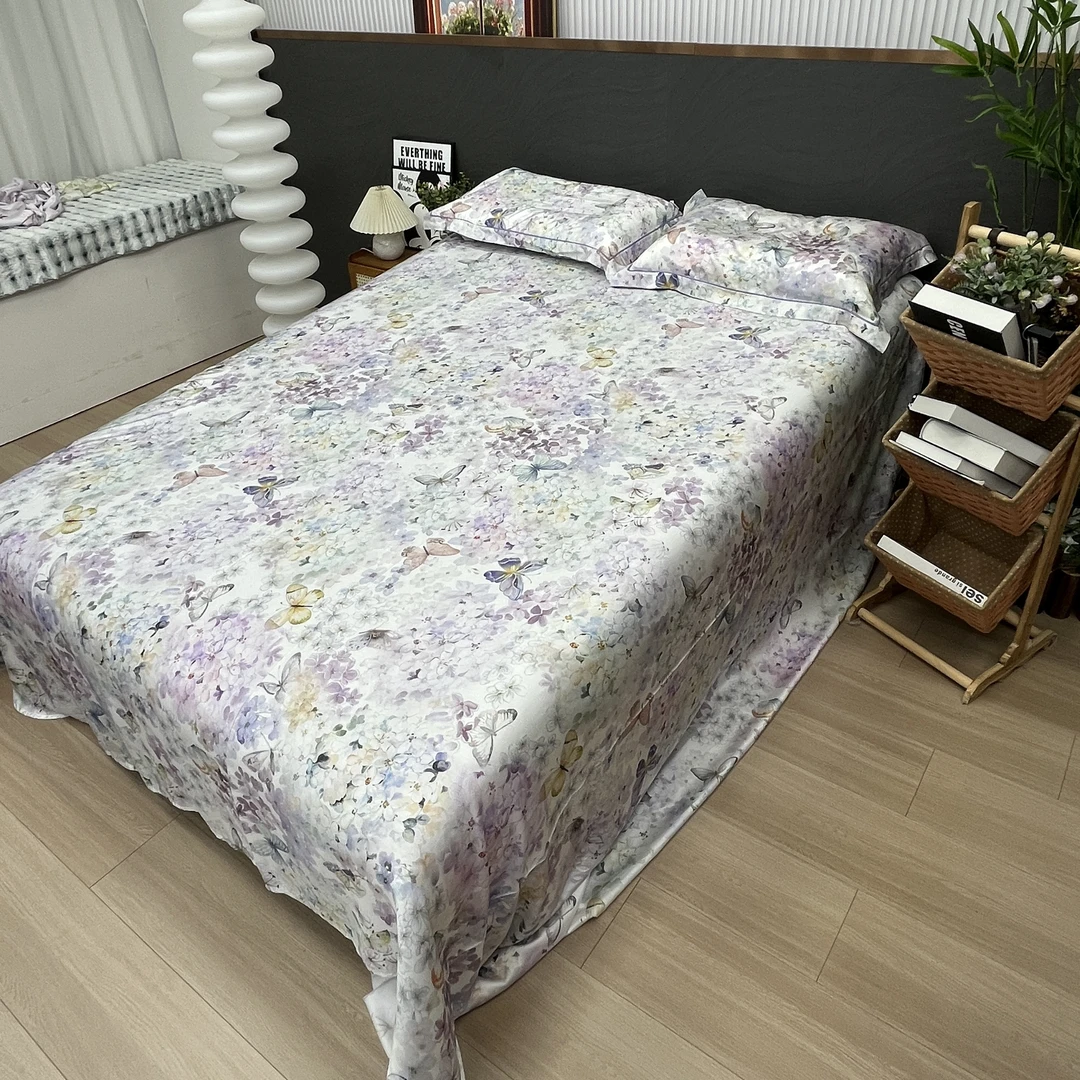 珠光 2025新款柔软舒适120支贡缎天丝数码印花床单