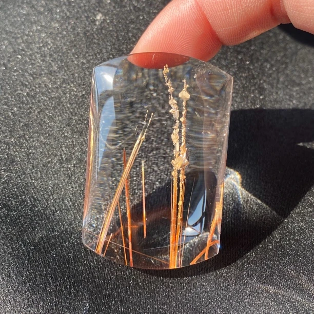 天然水晶无事牌吊坠 特殊矿 发晶方解石吊坠