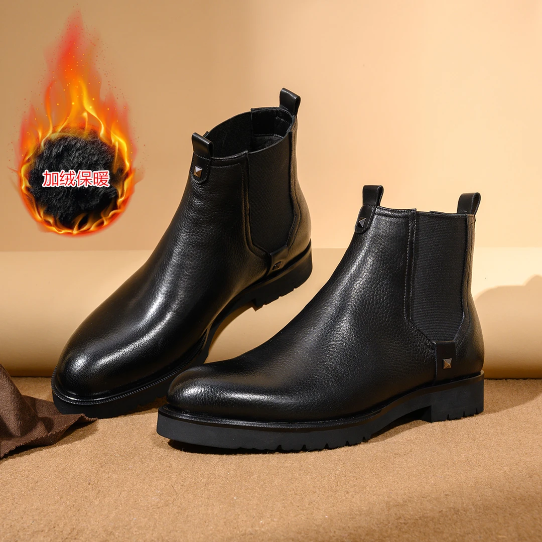 【GUOGUO专属】诺贝达套脚加绒保暖男士商务休闲靴子SRQ73143A2