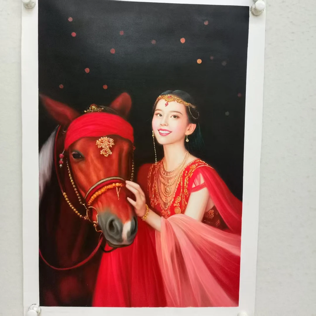 林彦新-***中国新娘 -诗-马-约60*90厘米-手绘油画-麻布